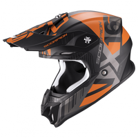 Casque de Cross Scorpion VX-16 Air MATCH Noir mat Orange